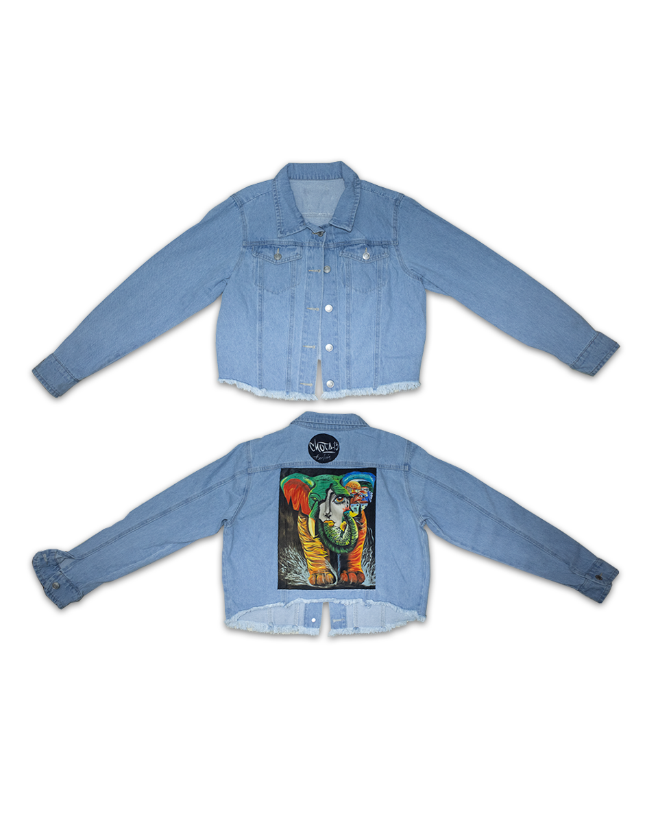 Acuarela Corta Chaqueta Jean Clara Elefante (M)