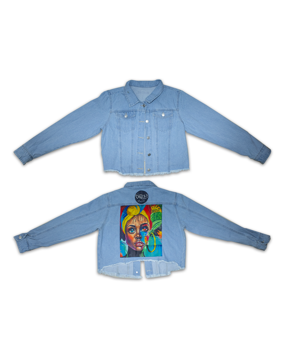 Acuarela Corta Chaqueta Jean Claro Rostro Afro (L)