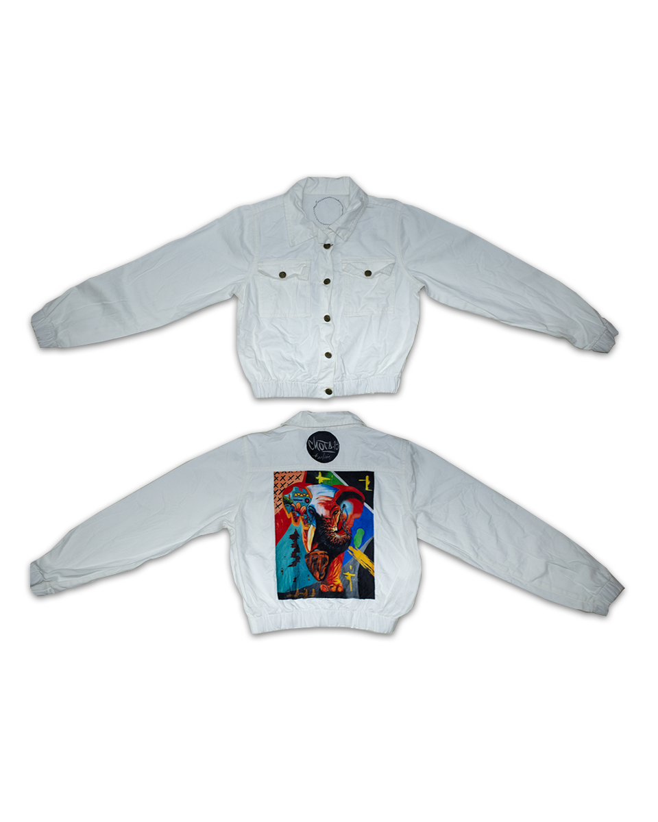 Acuarela Corta Chaqueta Blanca Elefante (S)