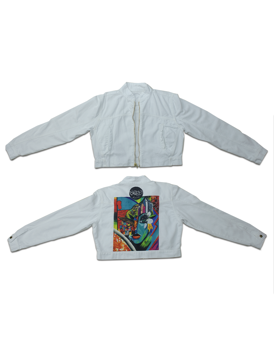 Chaqueta Detalles Blanco Pachamama (Talla Única)