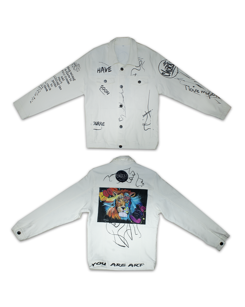 Chaqueta Graffiti Unisex Blanca León (S)