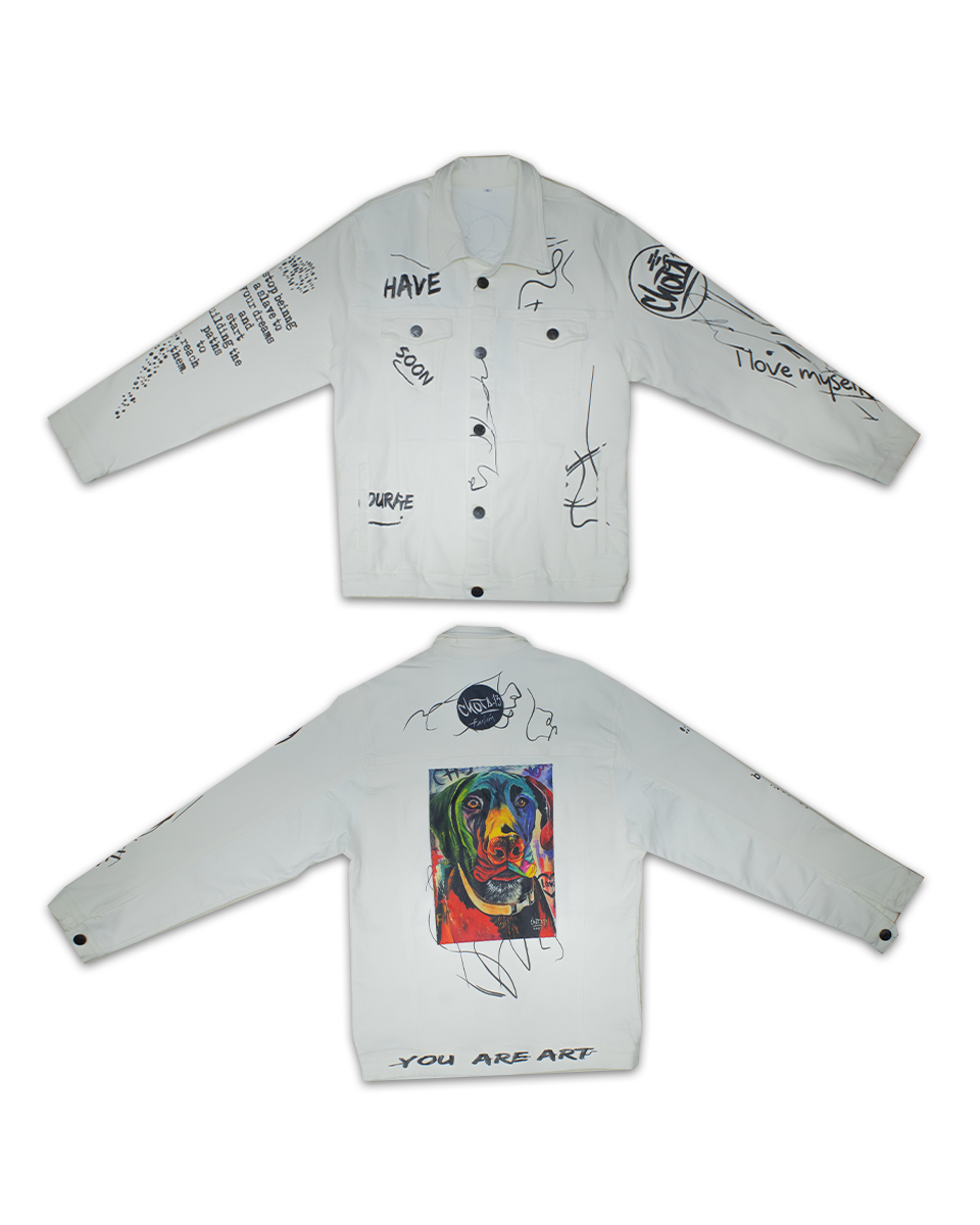 Chaqueta Graffiti Unisex Blanca Perro (XL)