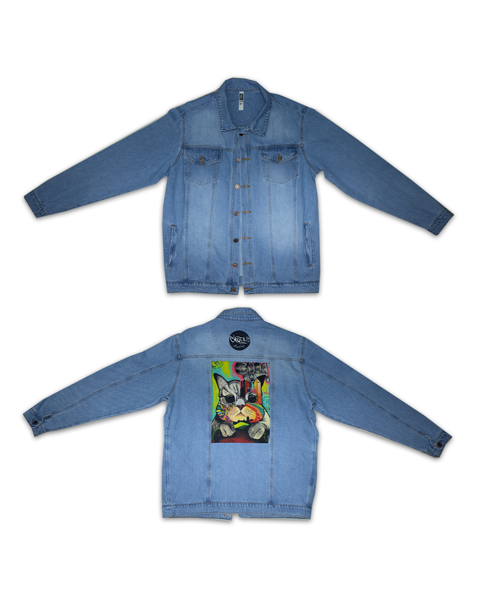 Chaqueta Hombre Realismo Azul Claro Gato (L)