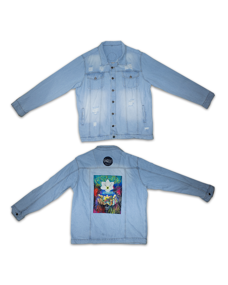 Chaqueta Hombre Realismo Azul Claro Flor de Loto (XL)