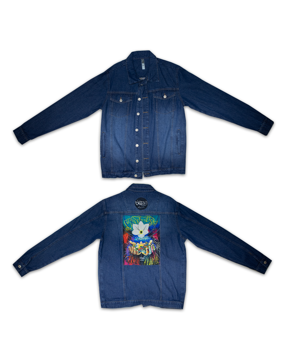 Chaqueta Hombre Realismo Azul Oscuro Flor de Loto (S)