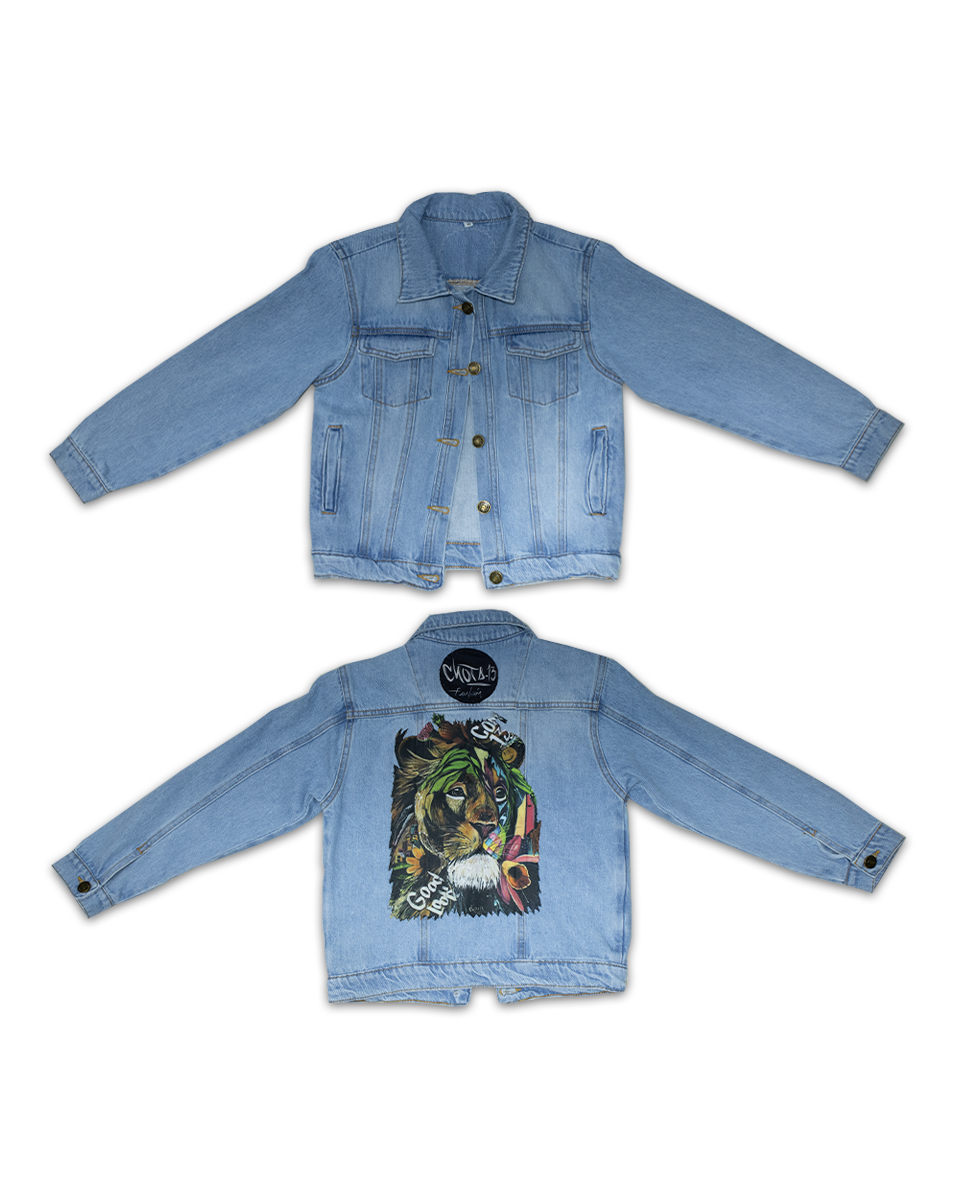 Chaqueta Kids Jean Azul Claro León (Talla 10)