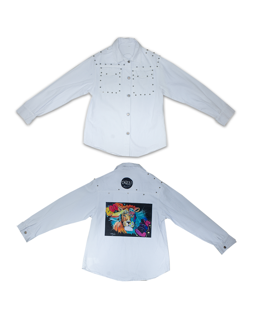 Chaqueta Unisex Oversize Blanco León (Talla Única)