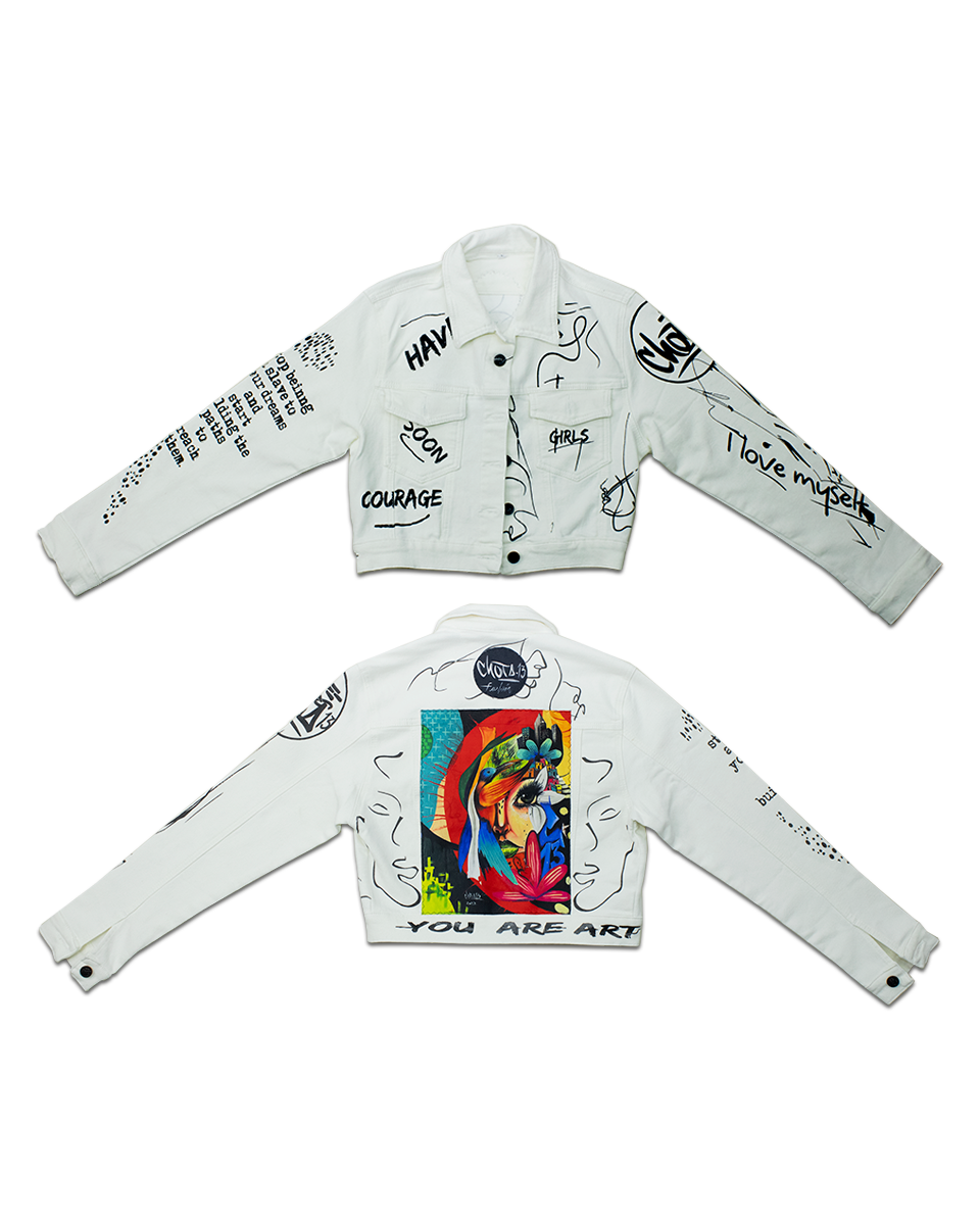 Chaqueta Graffiti Mujer Blanco Pachamama (L)