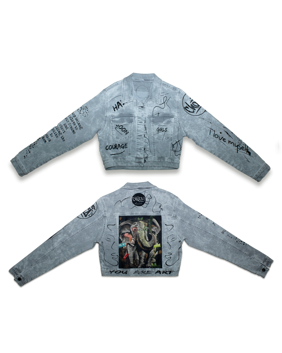 Chaqueta Graffiti Mujer Gris Elefante (XL)