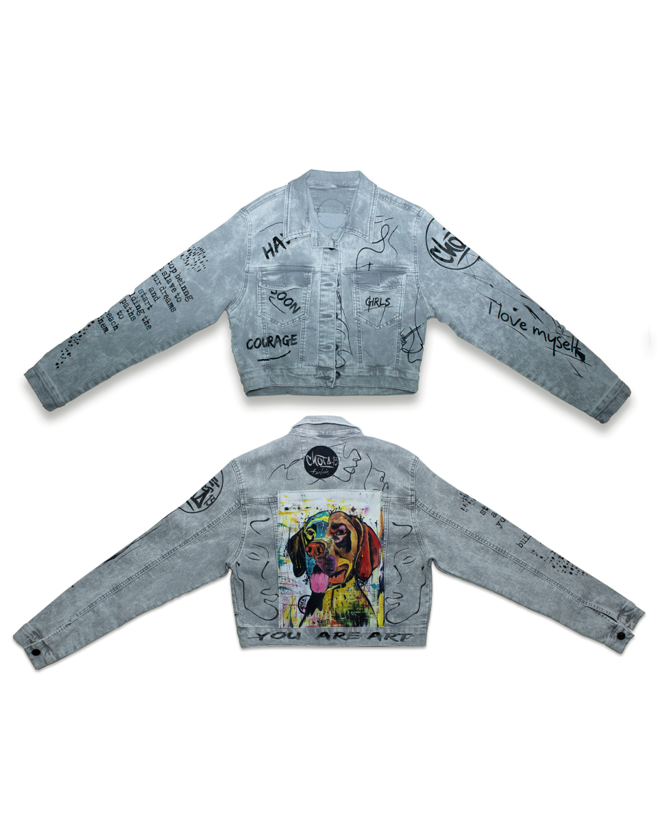 Chaqueta Graffiti Mujer Gris Perro (XL)