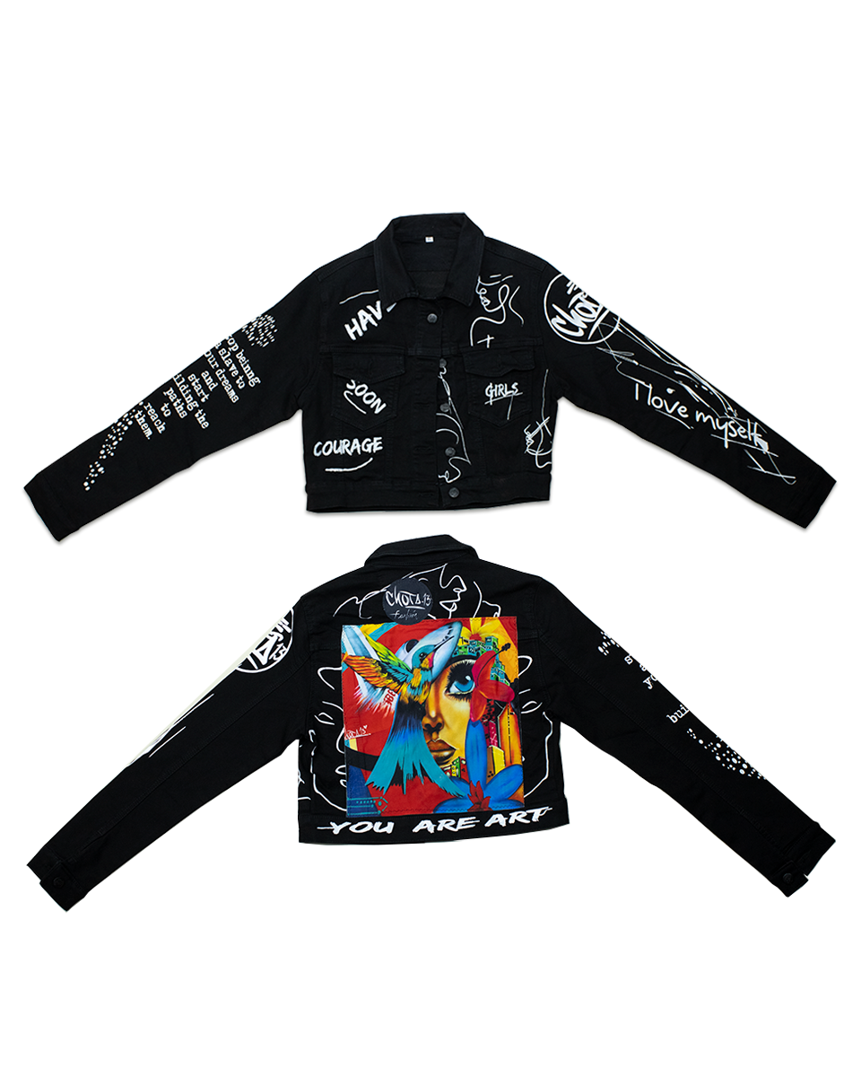 Chaqueta Graffiti Mujer Negro Pachamama (S)